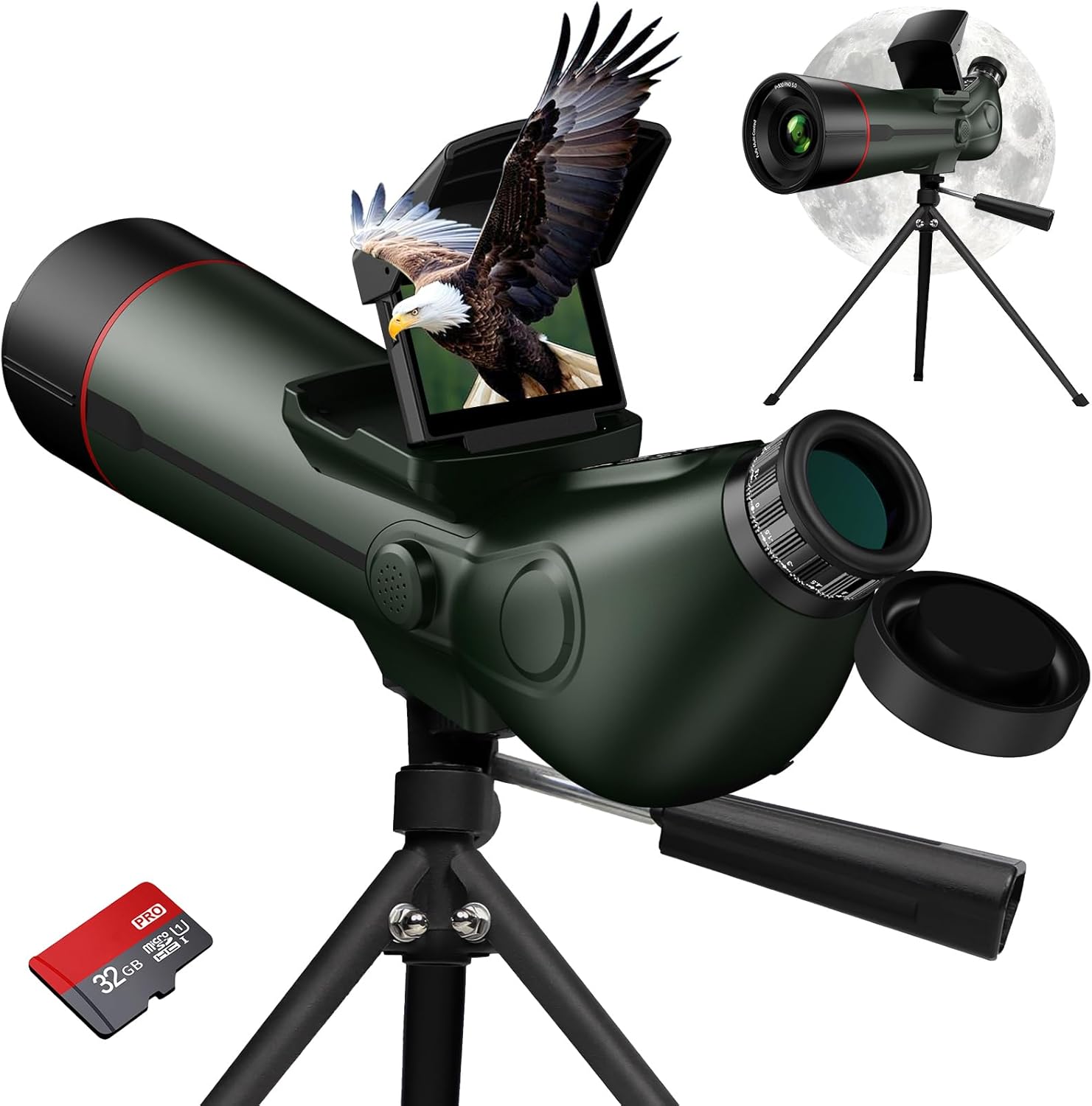 Smart Telescope with Desktop Tripod,Electronic Telescopes with 4K Astrophotography Camera,78mm Large Objective Lens, Portable Refractor Telescope Bird Watching, Wildlife Viewinghun