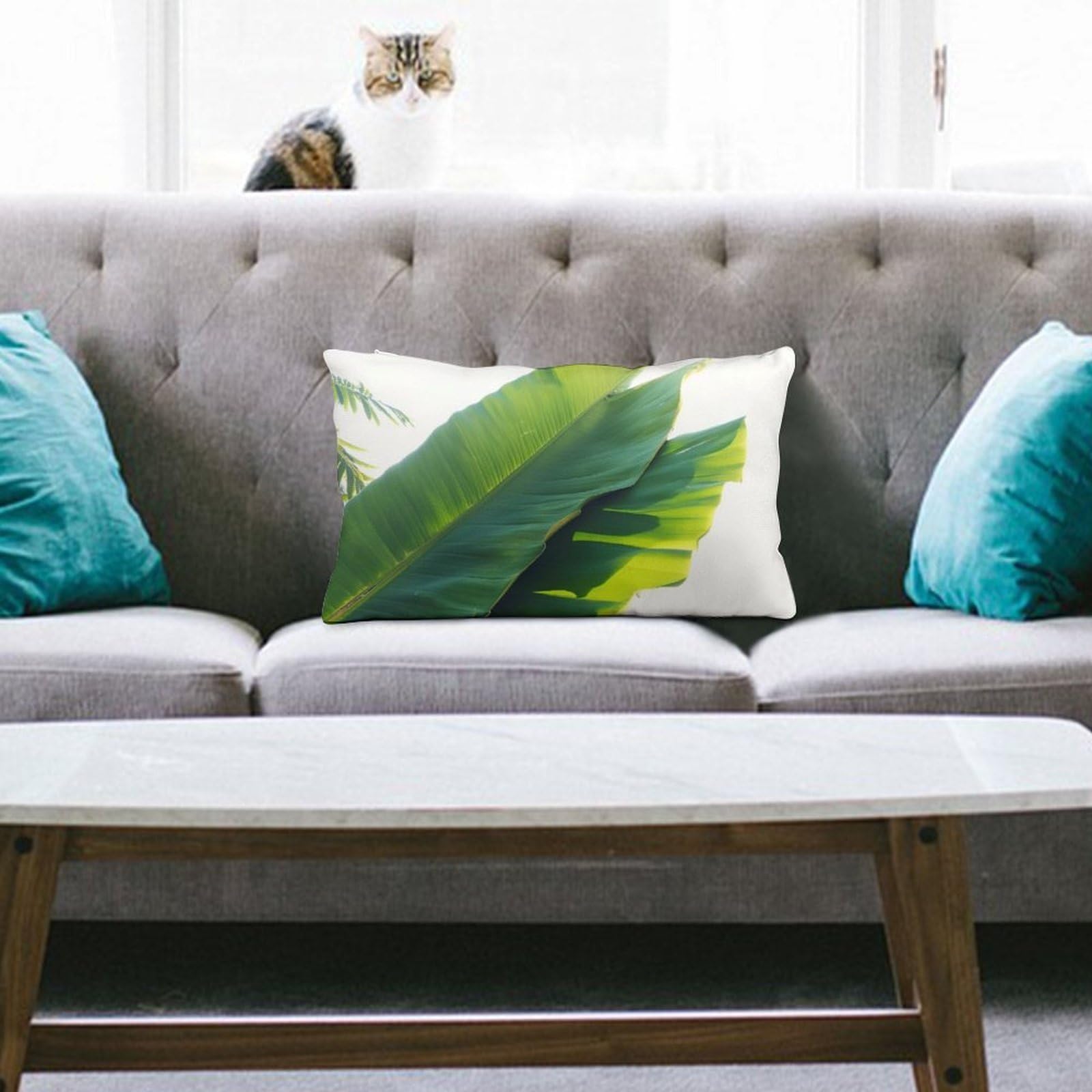 NTVOWPZO Decoration Throw Pillow Covers 8"x12" Pillowcases Covers Banana Leaf Soft Pillowcases Modern Farmhouse Home Decor Sofa Cushions Covers for Couch Bed Living Room