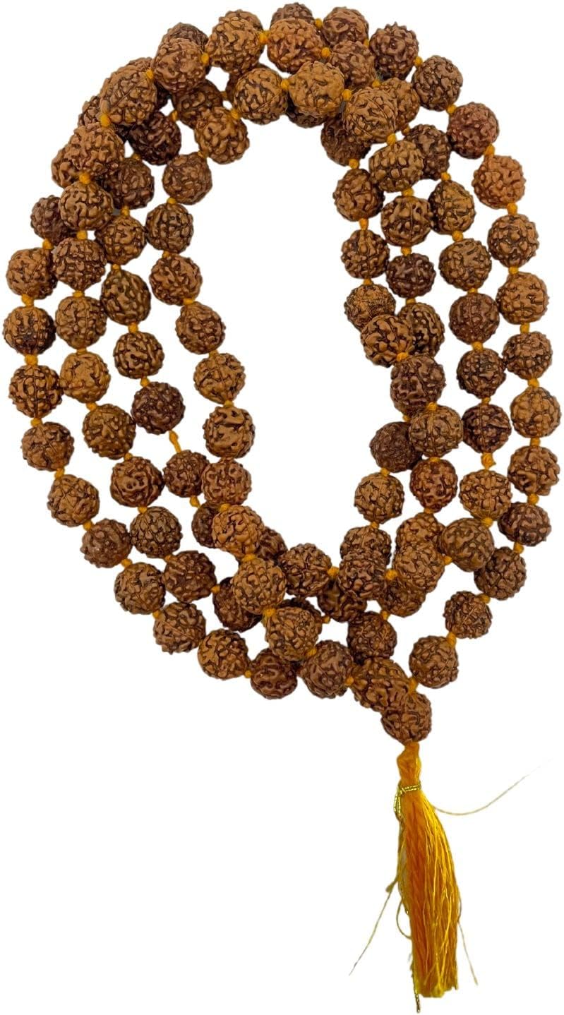 NAISHA Rudraksha Mala 108+1 Beads Necklace, Seed Bead Natural Himalaya 5 face Panch Mukhi Rudraksha Seed, Prayer Beads, Wrist Mala Wrap, Jaap Mala, Bracelet Bead Size 7 mm (1 Pack)…