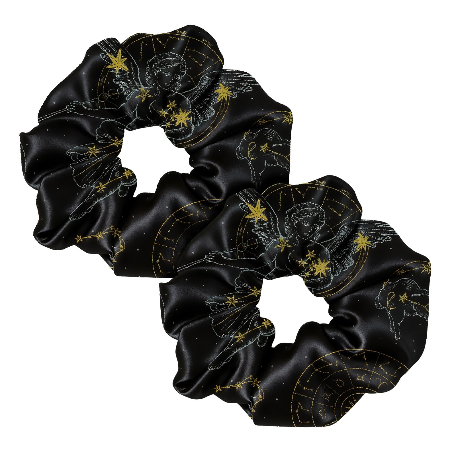 LILYSILK Women's 100% Silk Hair Scrunchies Ladies Elastic Hair Tie Bobbles Ponytail Holders for All Hair Type and Conditions and Preventing Hair Frizz Breakage Loss,Virgo 2pcs