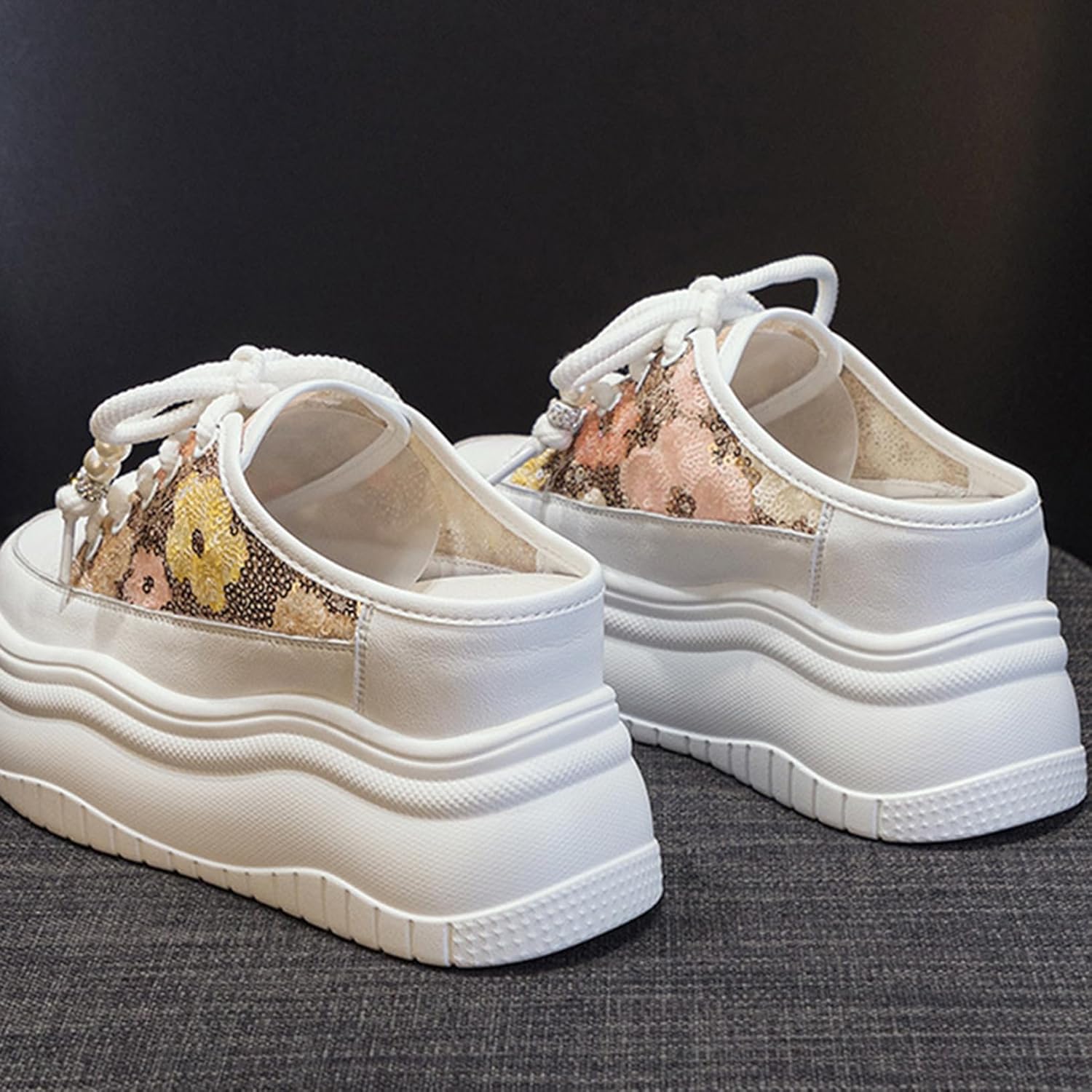 [センダ チシヨ] かかとなし スリッポン レディース レースアップ スニーカー サボサンダル スリッパ おしゃれ かわいい 花柄