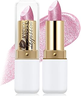 Nude Pink Metallic Glitter Lipstick for Women...