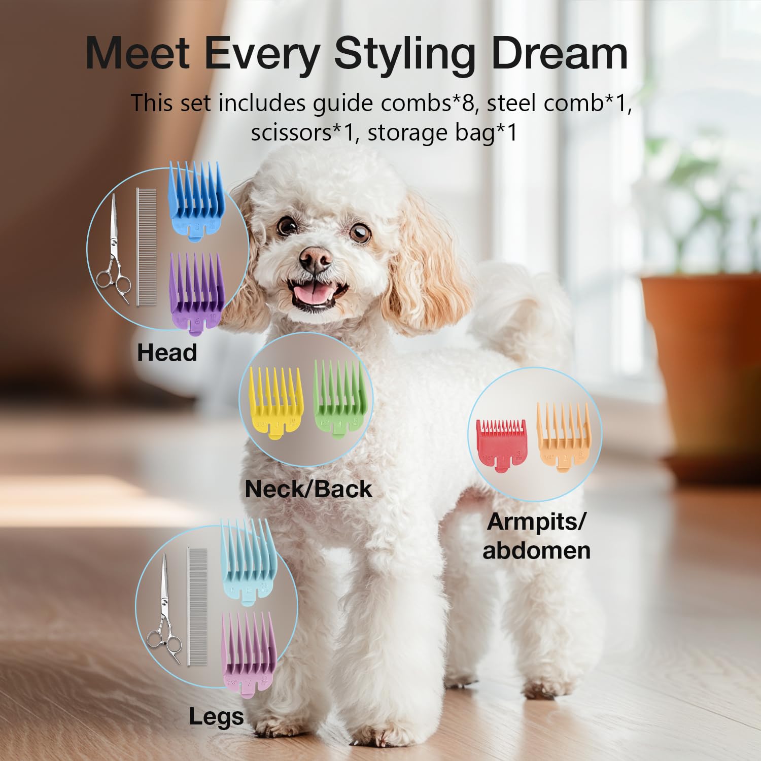 Maquina Cortar Pelo Perros, Cortapelos para Perros con Cuchillas de Cerámica, Inalámbrico Máquina de Cortar Pelo Perro, PC,Apta para Largo y Pelo Grueso,Plata