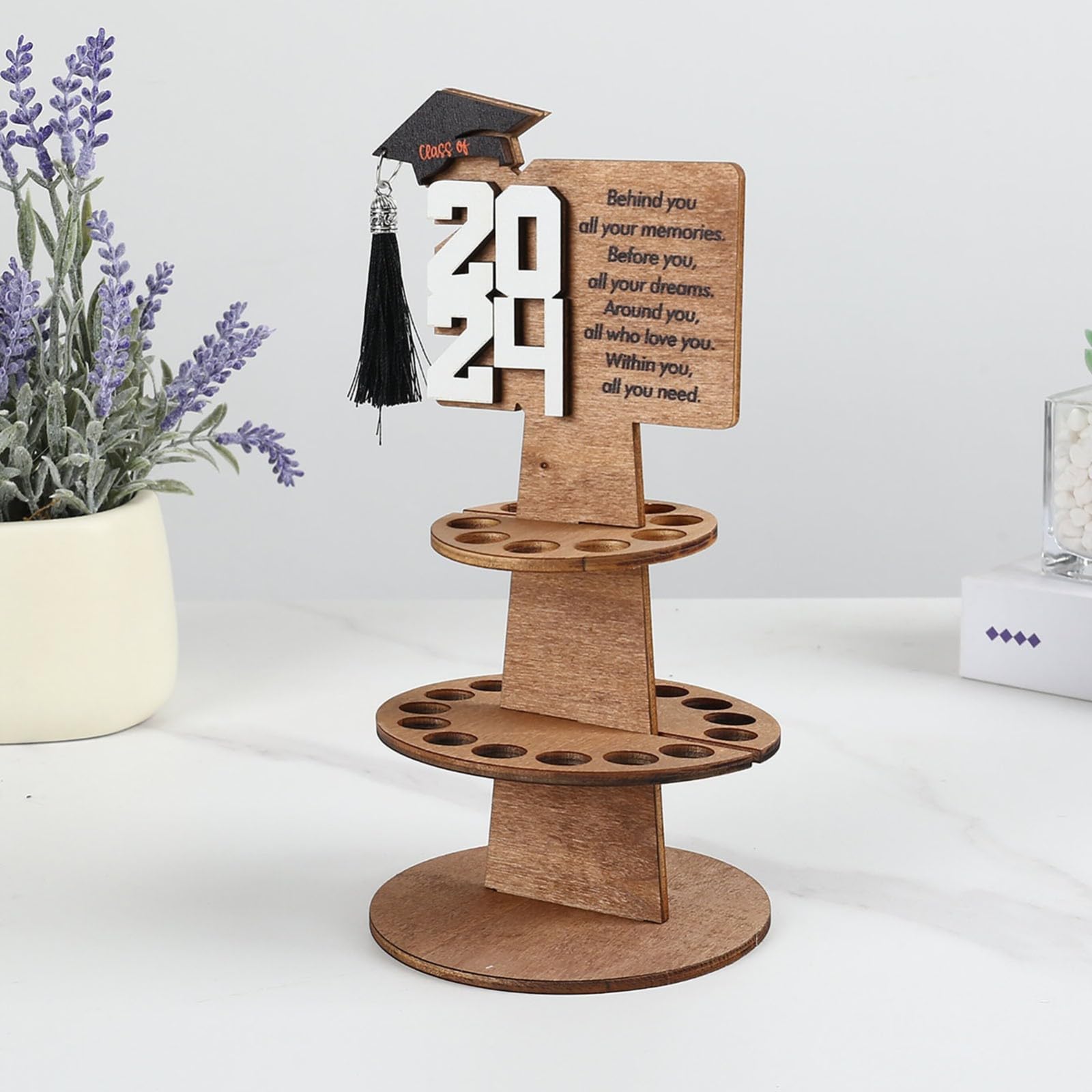 GYLRD 2024 Graduation Money Holder For Men And Women, Graduation Tiered Tray Cash Cake, Perfect Graduation Party Gift(2*white)