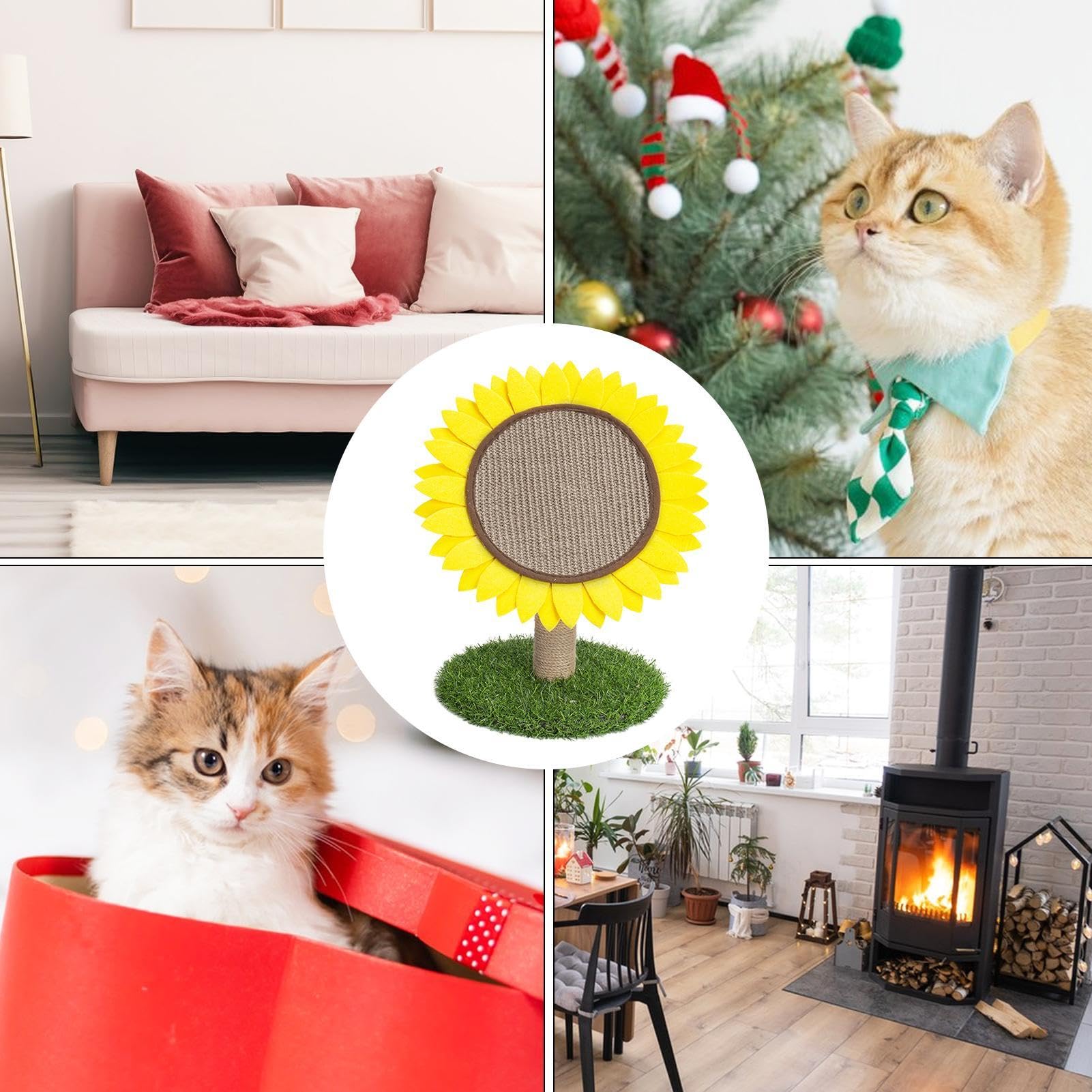 Tiragraffi per gatti a di girasole, simpatico tiragraffi per gatti con albero di gatto e fiori, forniture per animali domestici, accessori per gattini per attività interac | albero di gatto e fiori, forniture per animali domestici, per per attività intera