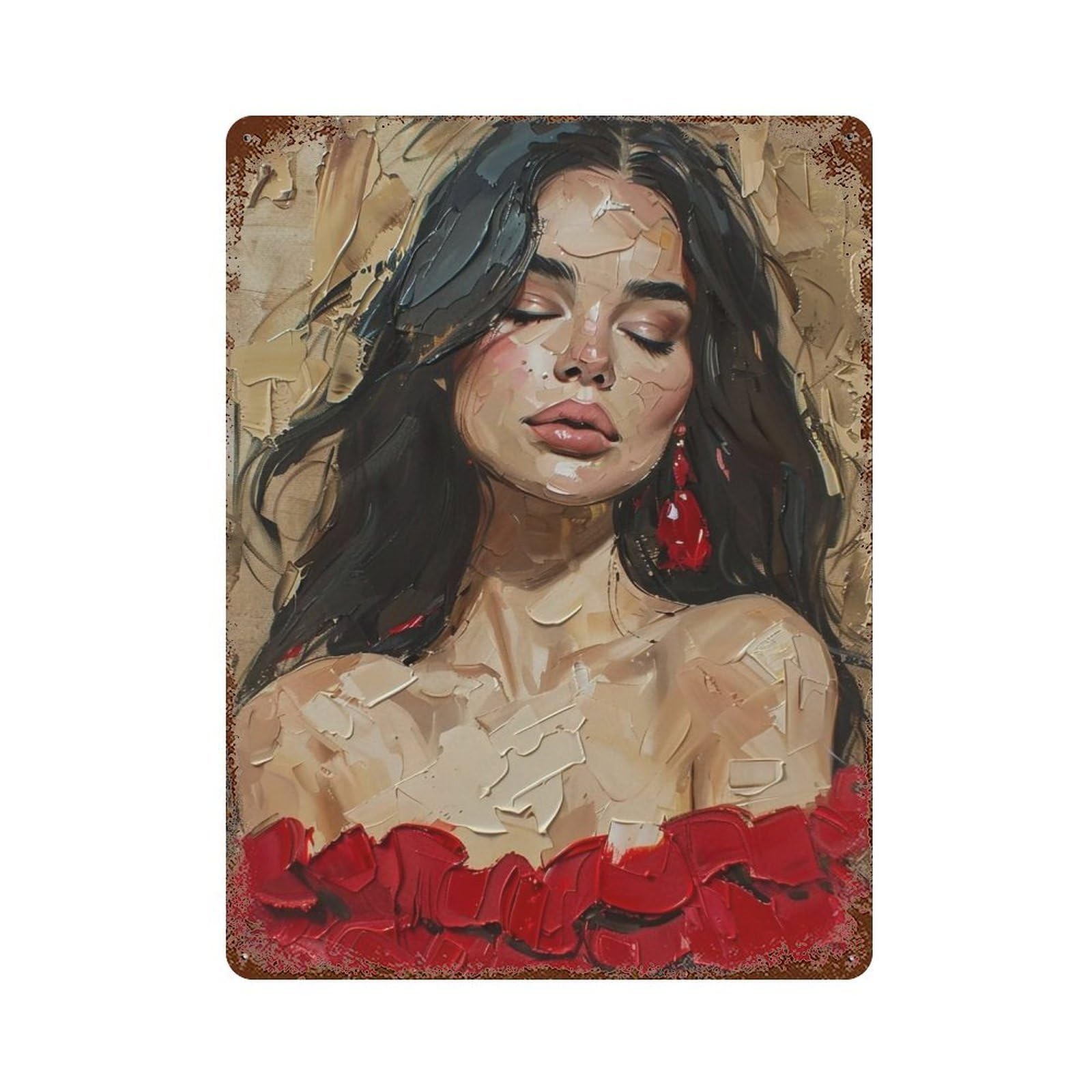 HDURYEYRYY Scarlet Lady Portrait 04 Wall Retro Iron Vintage Art Metal Tin Sign Poster Modern Home Cofffee Club Art Bar Shop Decor 40x30cm