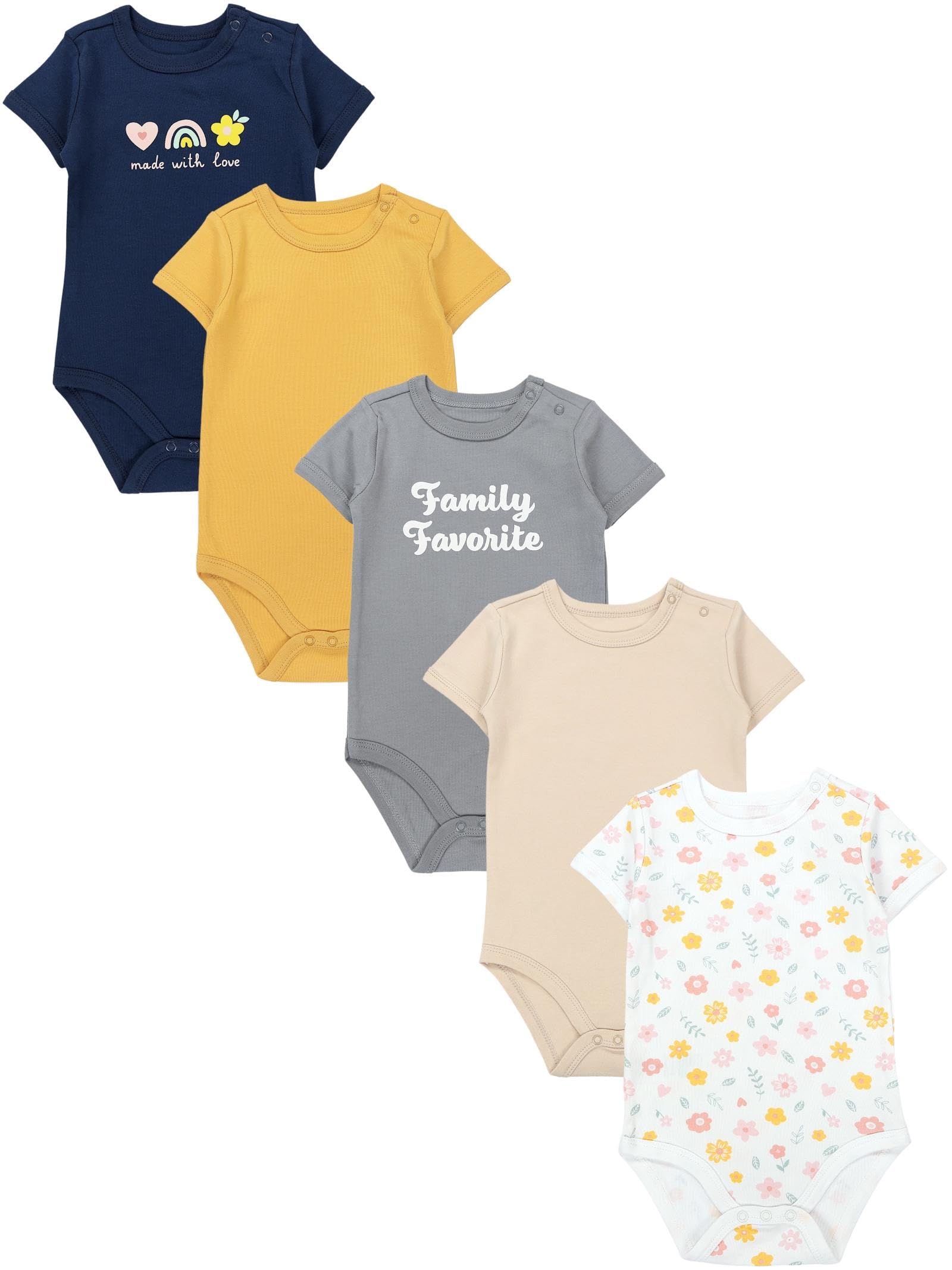 TupTam Baby Body Kurzarm im 5er Pack – Bedruckter Body Baby aus Baumwolle für Jungen und Mädchen