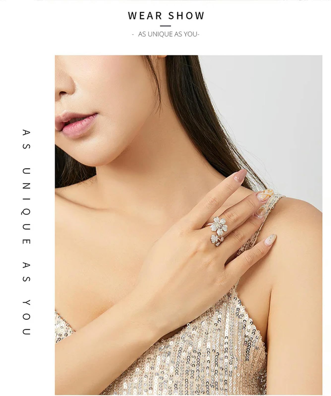 Anillo De Plata De Ley 925 Con Apertura De Sakura Y Flores, Ajustable, Para Mujer, Joyería Fina De Circonita