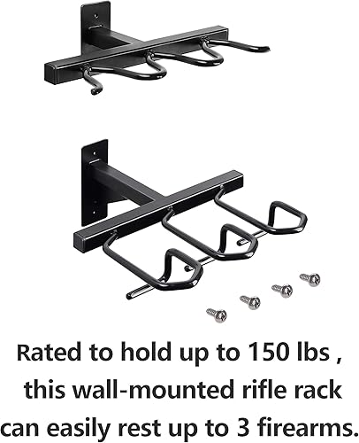 Miniatura 4 de Estante para pistolas, soporte de pared para rifles y escopetas, estante para rifles, acero resistente, 3 ranuras
