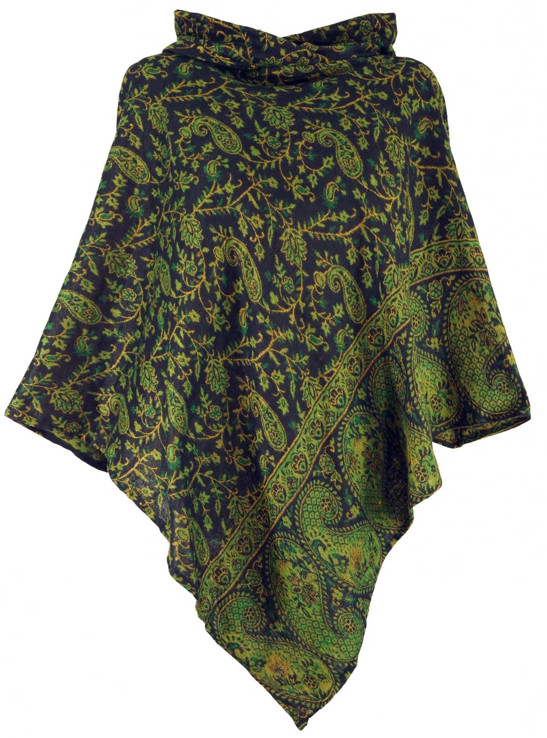 GURU SHOP Flauschiger Poncho mit Kapuze, Goa Hippie Boho Poncho, Damen