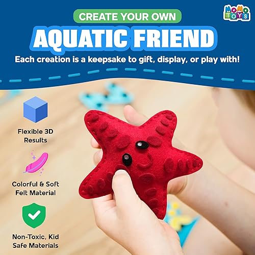 Miniatura 5 de MOMOTOYS Mermaid & Sea Life - Kit de costura para principiantes para niños a partir de 7 años, incluye 9 proyectos de costura para niños con
