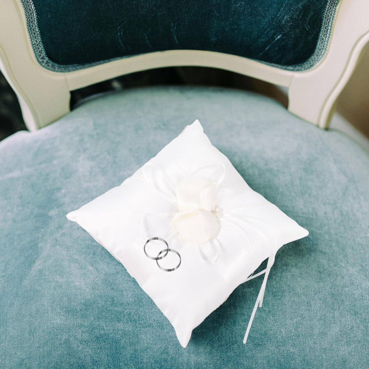 Winomo Cuscinetto avorio per fedi nuziali, per matrimonio, bocciolo 20 x 20 cm