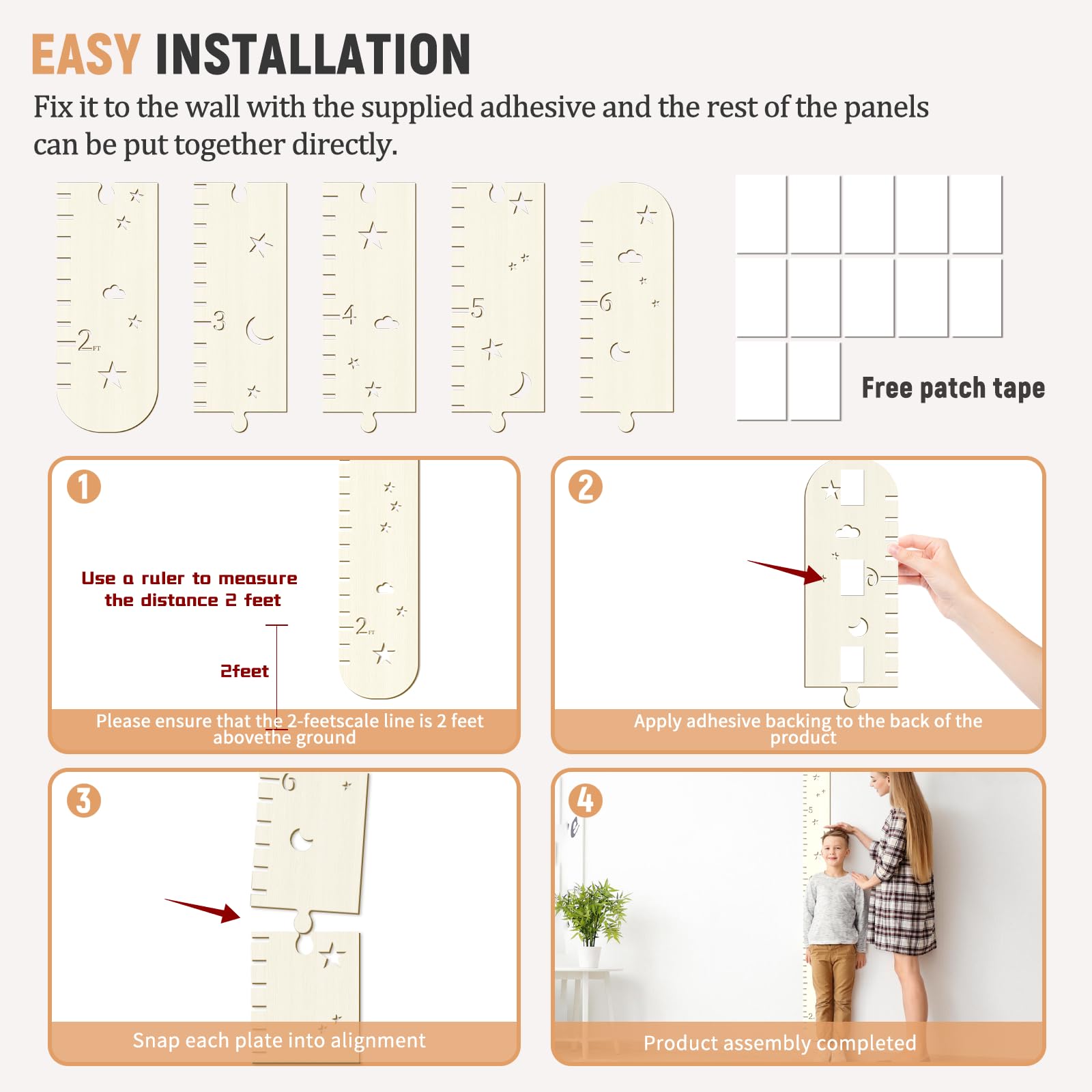 Snapklik.com : Wooden Growth Chart For Kids,Height Chart For Boy Girls ...