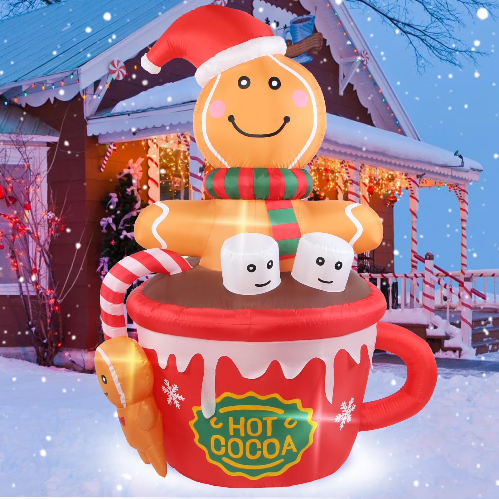 Bonhomme en pain d'épices gonflable pour sublimer votre jardin à Noël