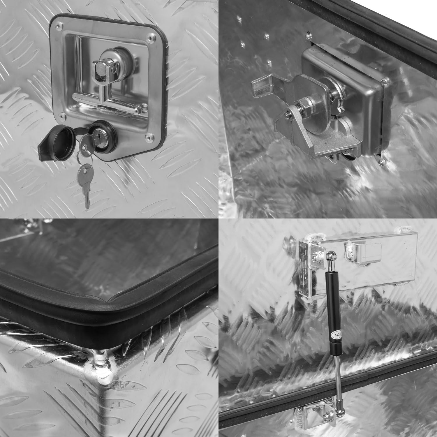 ALUBOX Riffelblech Deichselbox für PKW Anhänger - Anhängerbox 1,5 mm Aluminium 62/50 x 36 x 29 cm