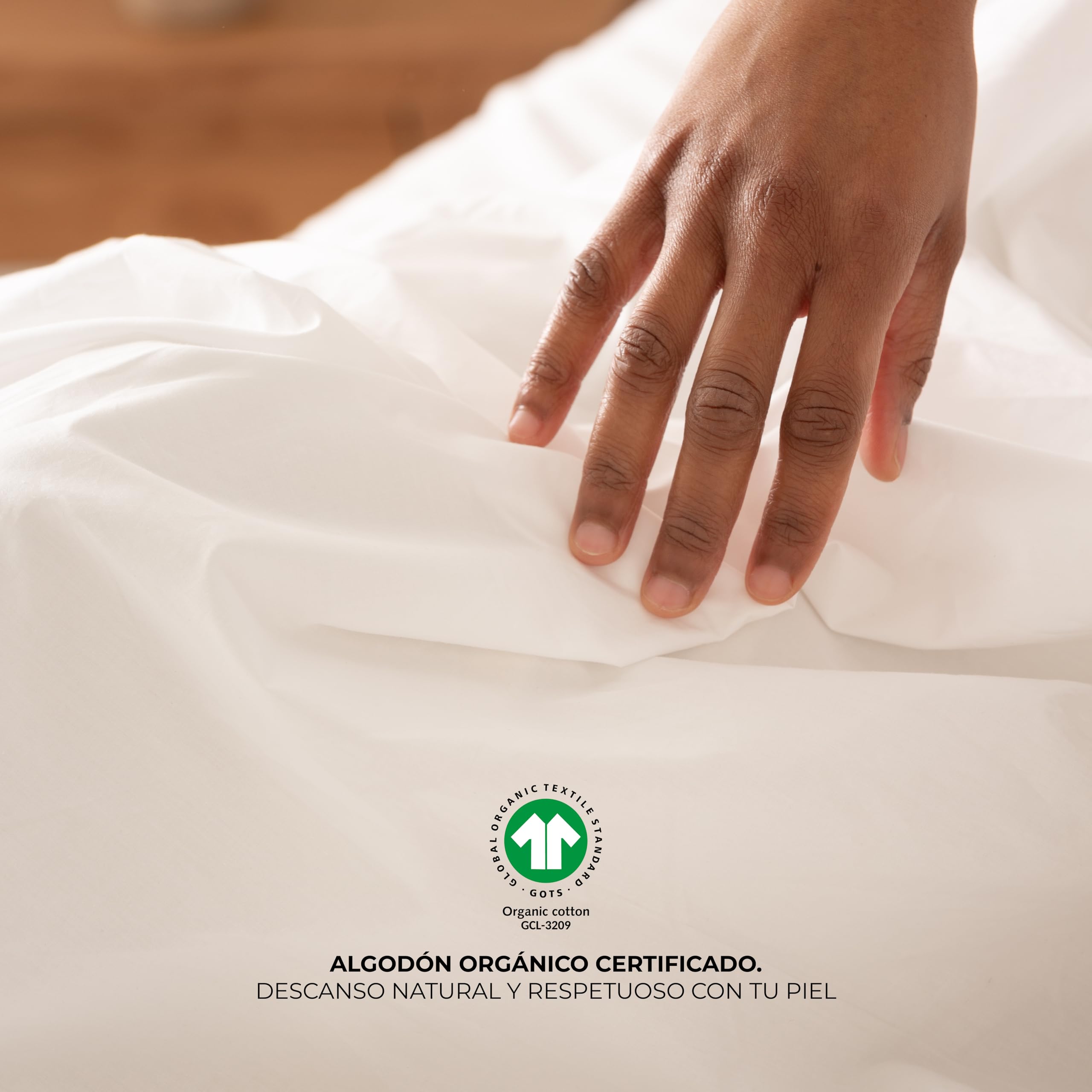 Hönia Juego Sábanas 90x190/200 cm, Algodón Orgánico Percale 270TC, Blanco | Tacto Fresco, Natural y Transpirable | Certificación GOTS | 3 Piezas: Encimera, Bajera Ajustable y Funda de Almohada