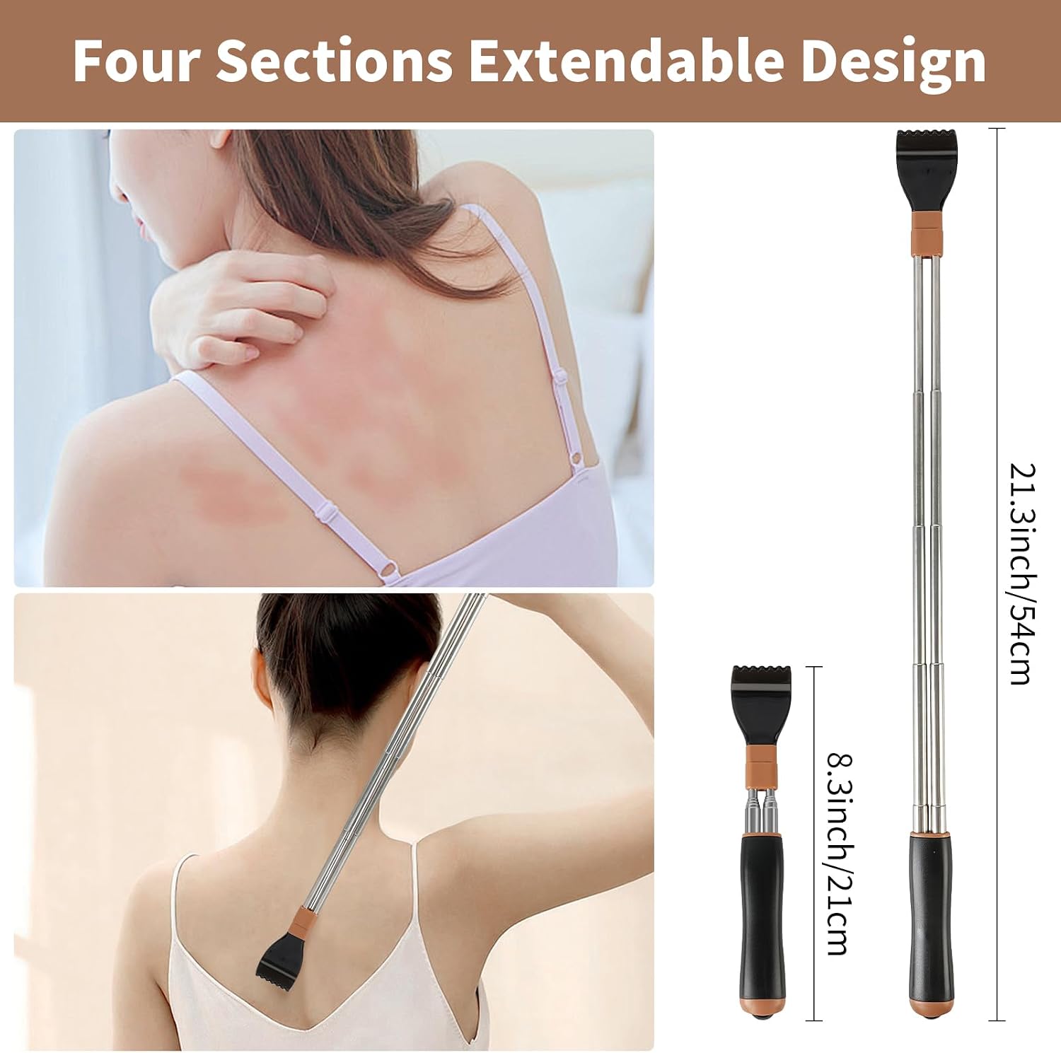 WOVTE Extendable Back Scratcher for Men Women Dual Pole Anti Rotation 2Pack, Stocking Stuffers for Men Adults, Mothers Day Fathers Day Birthday Gifts for Men Women Husband Dad Mom Wife
