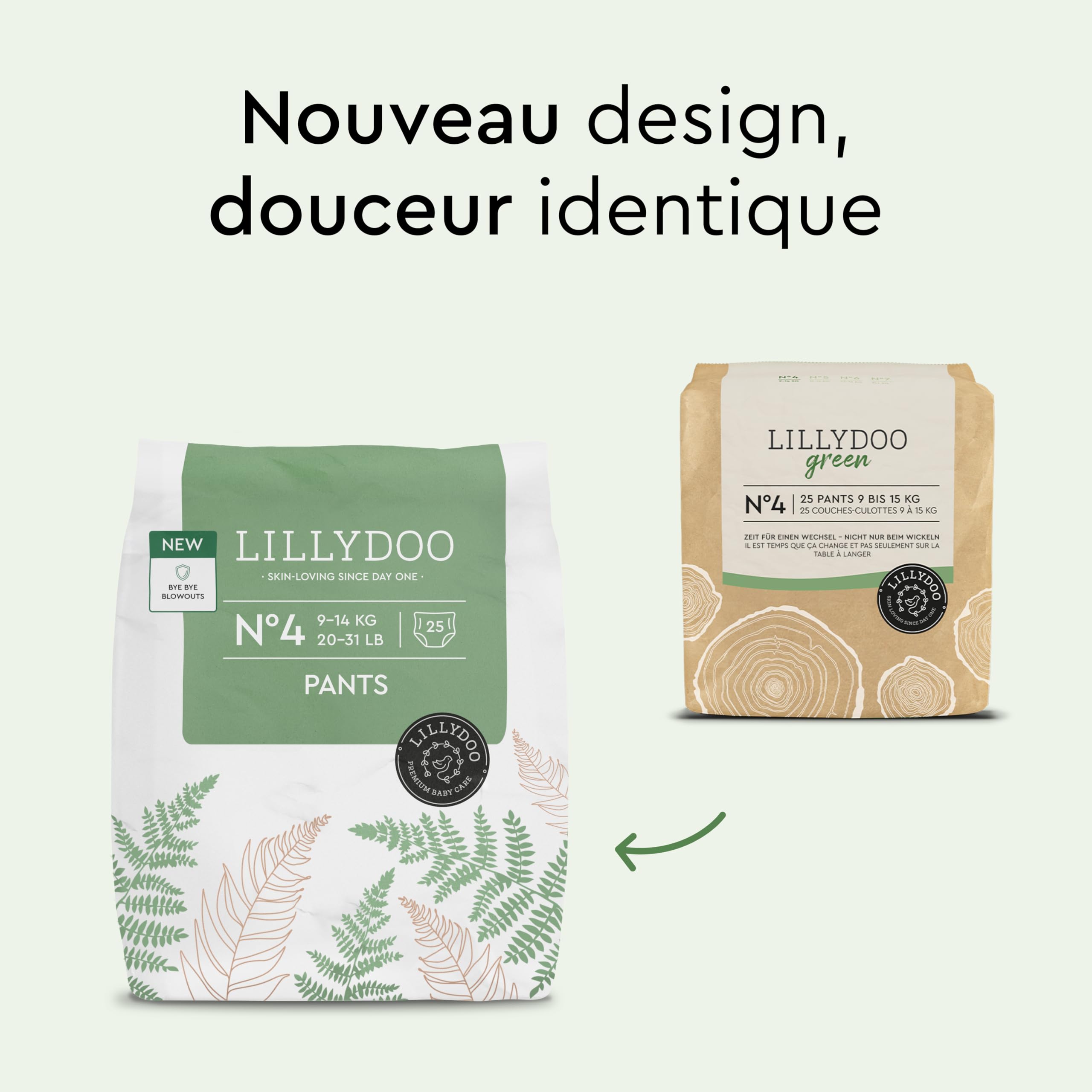 LILLYDOO green - Couches-culottes Bébé Respectueuses de l'Environnement, Taille 4 (9+ kg), Box Mensuelle (150 pièces), Protection Anti-fuites, Sans Chlore et Sans Lotion pour les Peaux Sensibles
