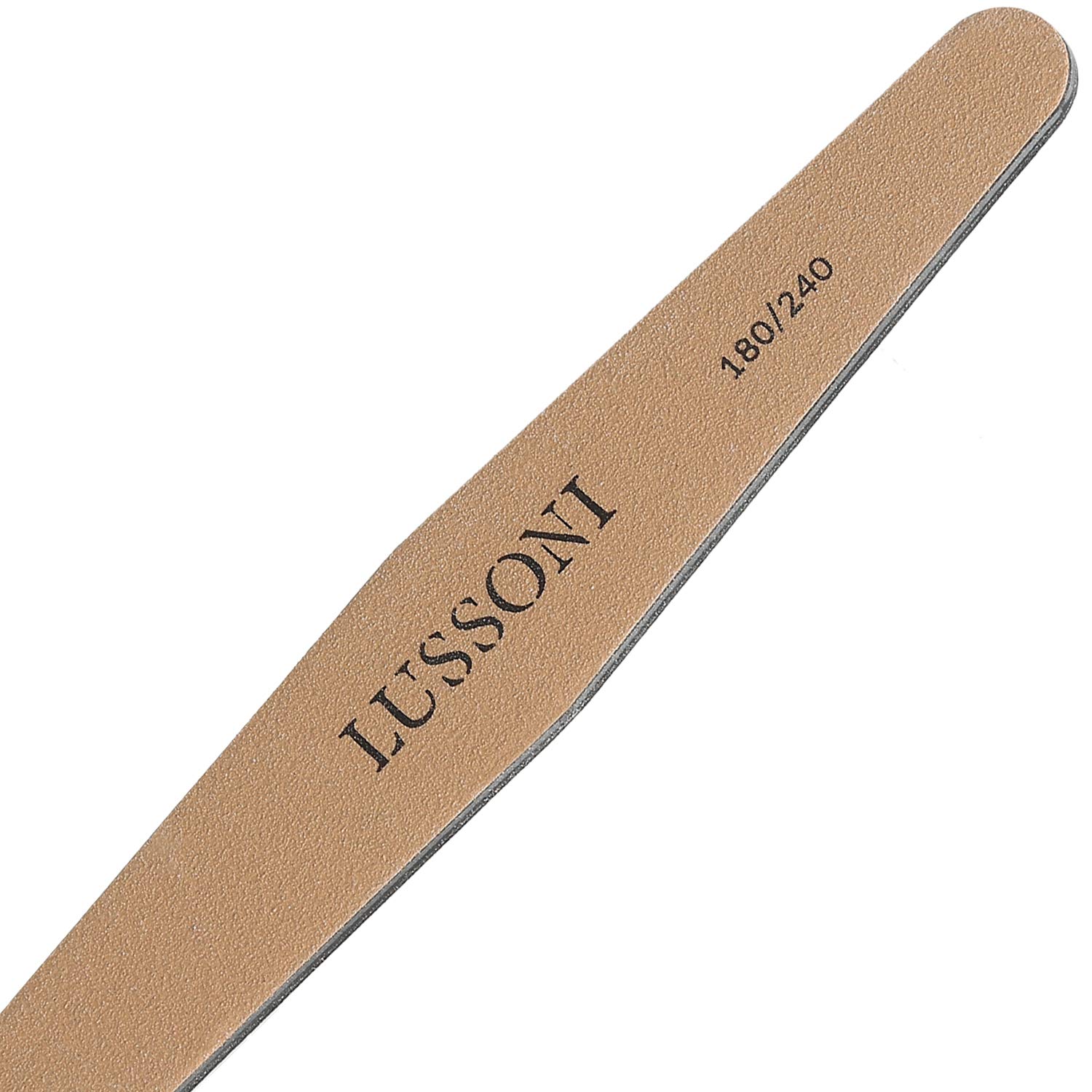 T4B LUSSONI PREMIUM Trapezform Nagelfeilen, Körnung 180/240, Für Natürliche Und Gehärtete Nägel (50 pcs)