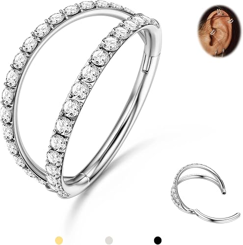 BodyBonita Double Hoop Nose Ring - Silver 316L Stainless Steel Septum Clicker 18