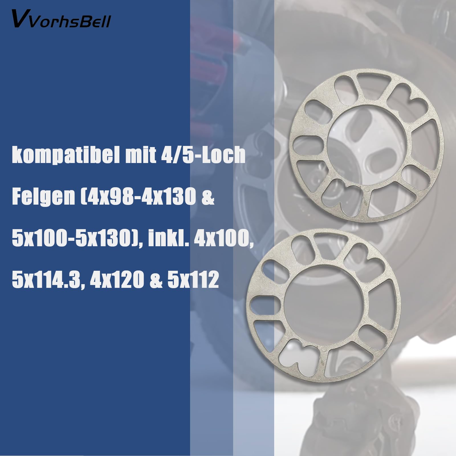 2 distanziali per ruota, 5 mm, distanziali per auto, 4/5, 4 x 100, 5 x 114,3, 4 x 120, 5 x 112, distanziali allungati, piastra universale per riparazione auto