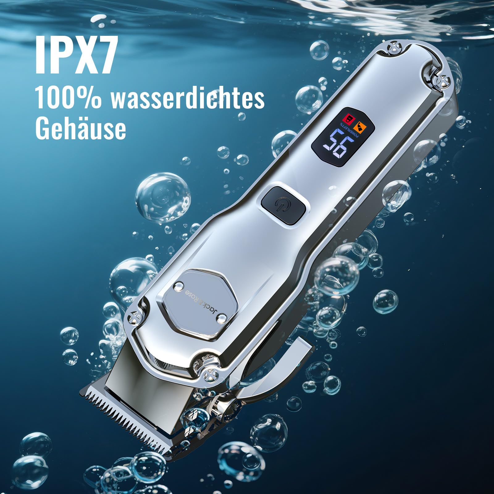 Jack & Rose Haarschneidemaschine, kabellos profi Haarschneider, IPX7 Wasserdicht elektrischer Friseur Rasierer, USB wiederaufladbar Haar und Bartschneider für Männer