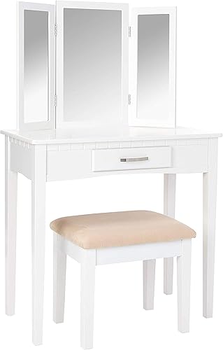 Frenchi Home Furnishing Juego de 2piezas taburete y vanidosa café expreso