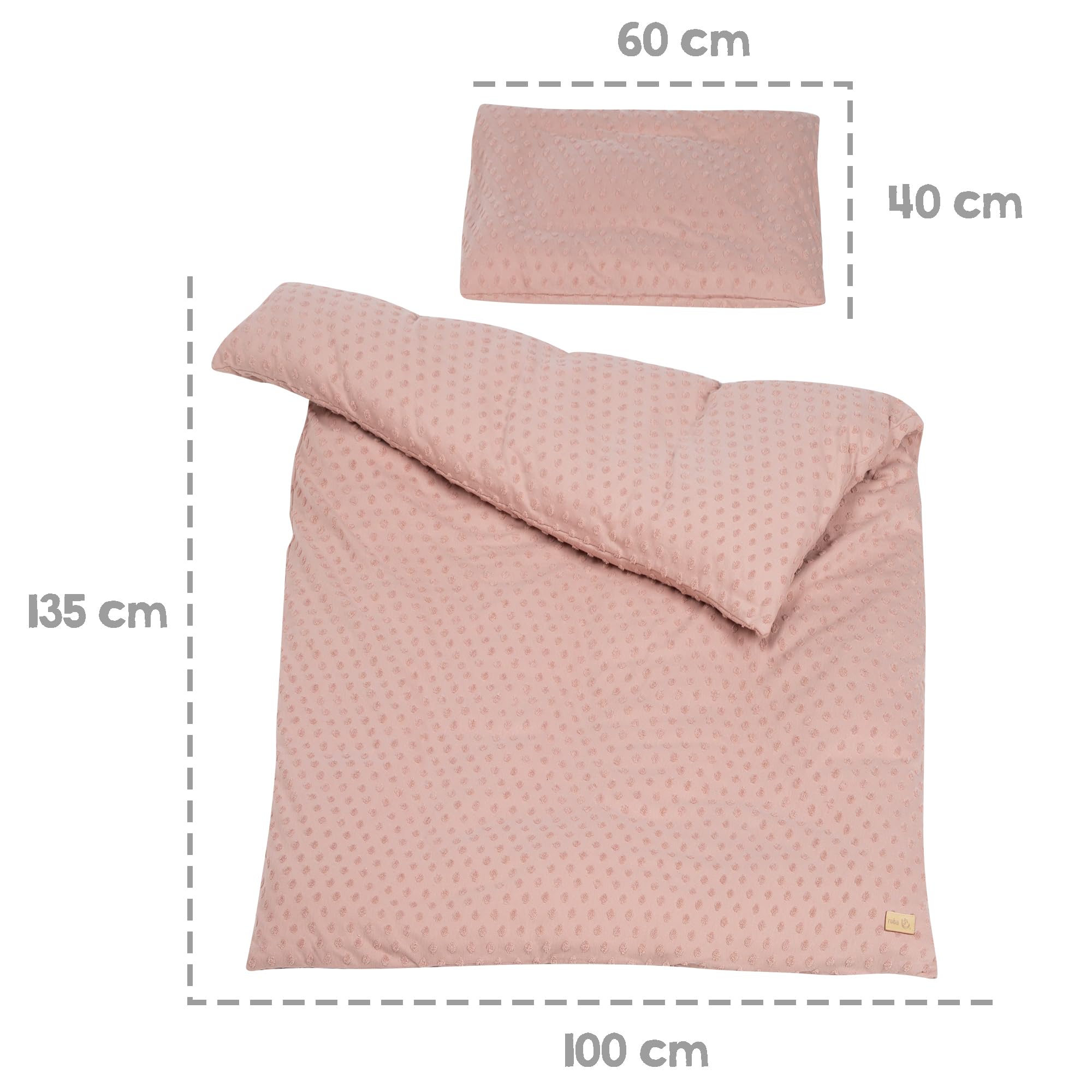 roba Biancheria da Letto per Bambini Lil Planet, 2 Pezzi, Motivo a Pois, Copripiumino 100 x 135 cm + Federa 40 x 60 cm, Cotone Certificato GOTS e Oeko-Tex 100, Rosa