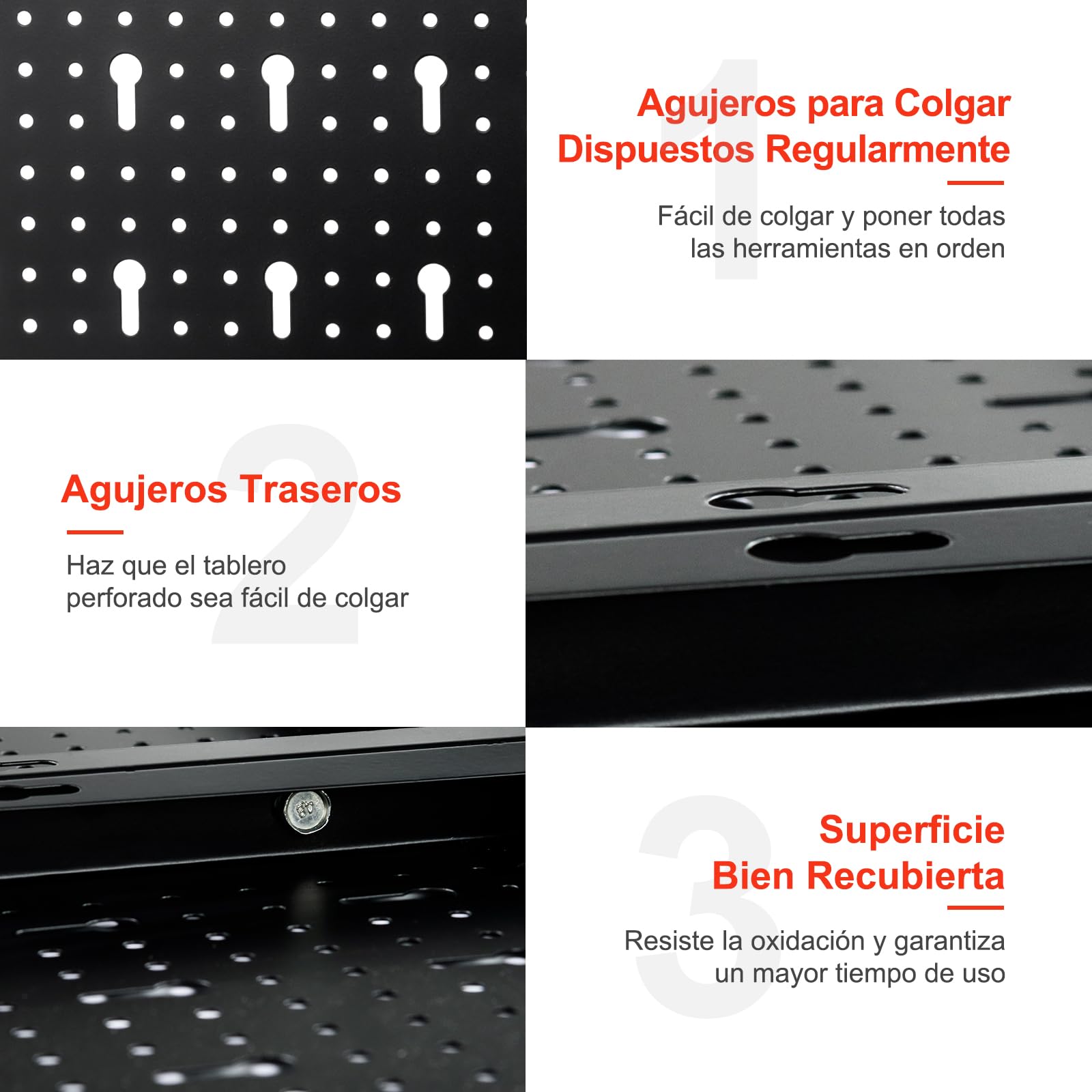 GYMAX Panel Herramientas Pared de Metal, 120 x 60 cm, Soporte Herramientas Pared con 3 Paneles Perforados y 25 Ganchos, Tablero Perforado para Taller, Banco de Trabajo