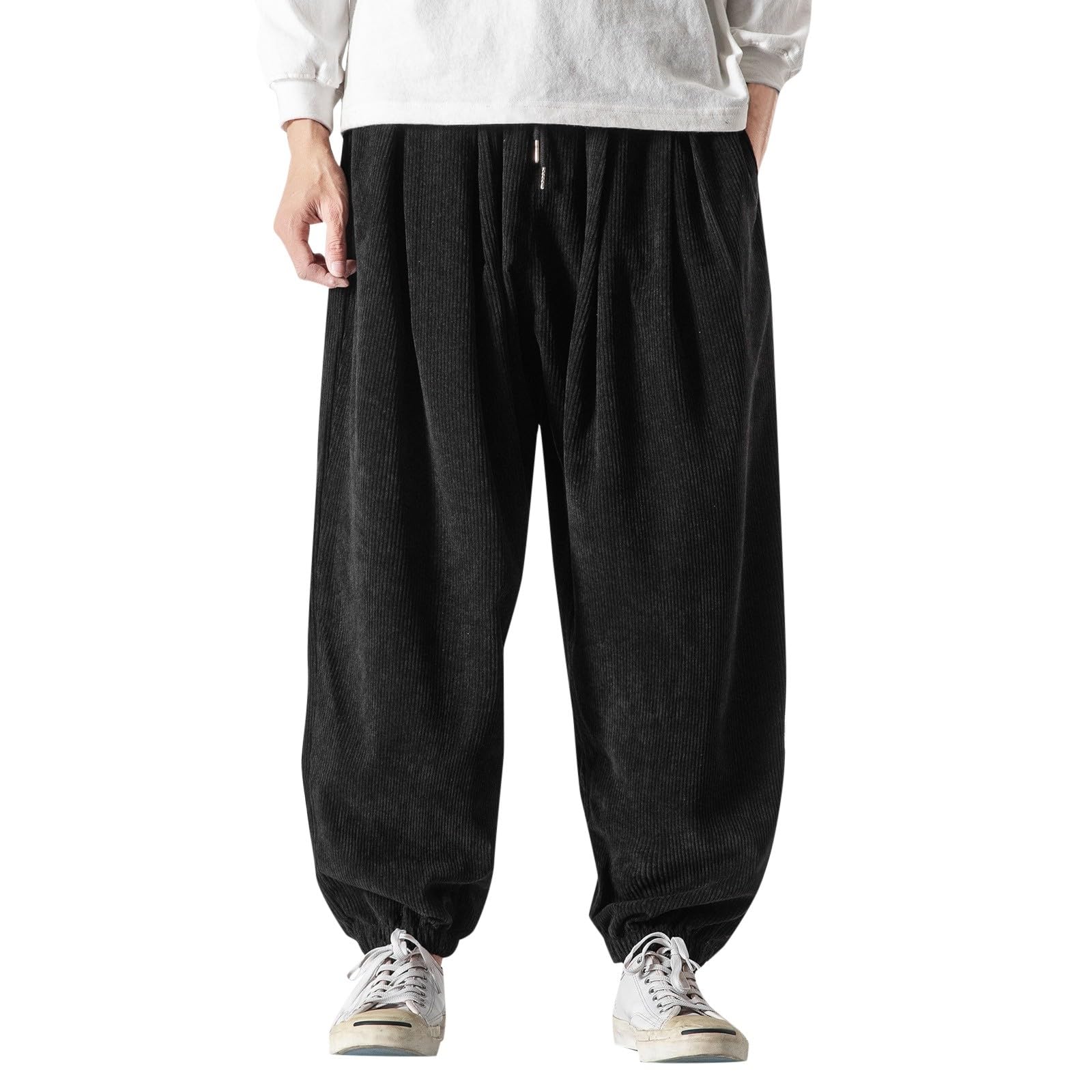 Pantalones deportivos monocromáticos con bolsillos amplios 8