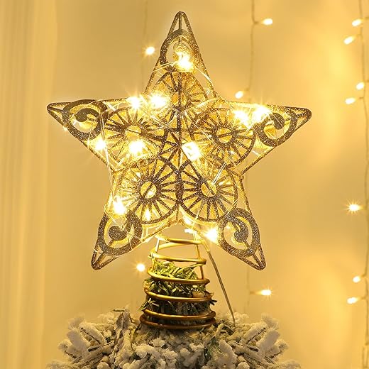 Juegoal Star Tree Topper with 20 LED Lights