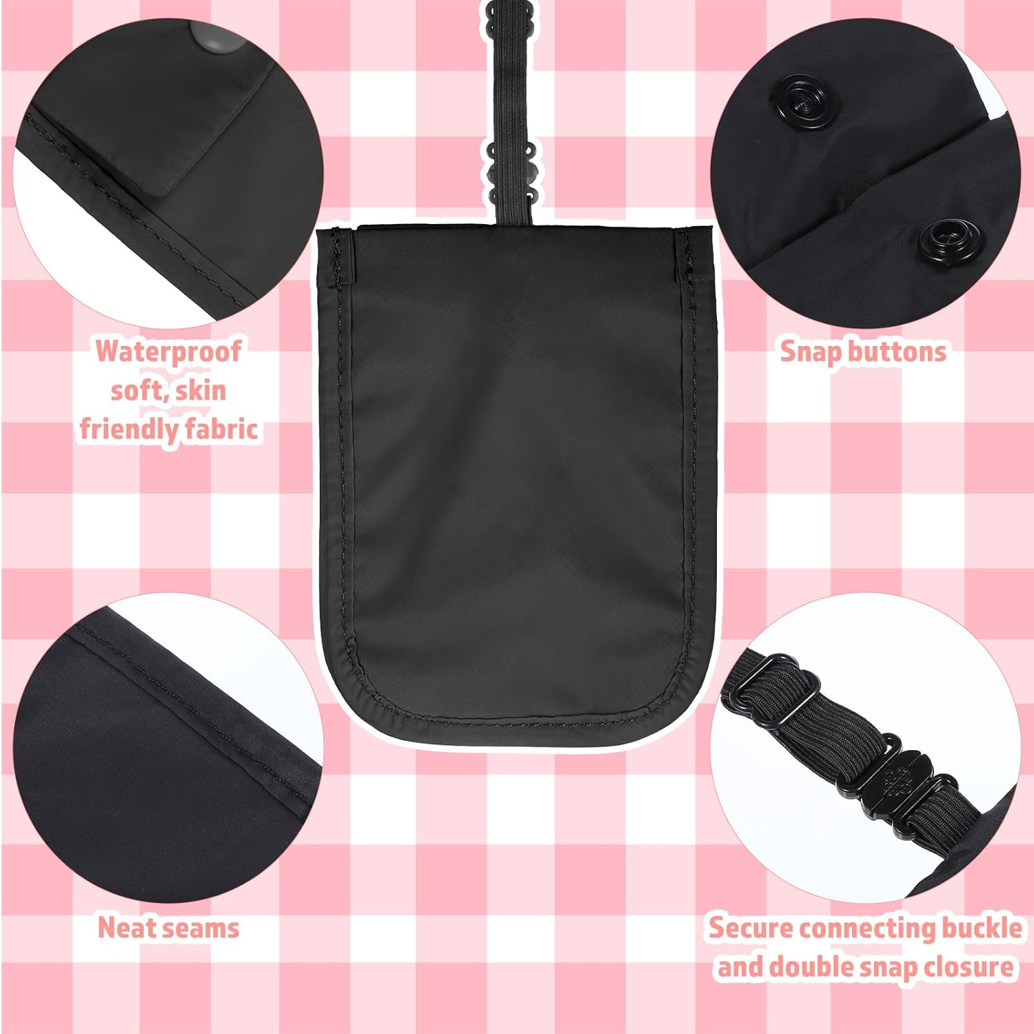 2 PCS Bra Wallet for Women, Hidden Undercover Bra Pouch for Women, Pocket Bra to Keep Valuables Safe, Under Clothes Money Belt Pouch Secret for Passport Money Valuables (Black, Pink) - Image 3