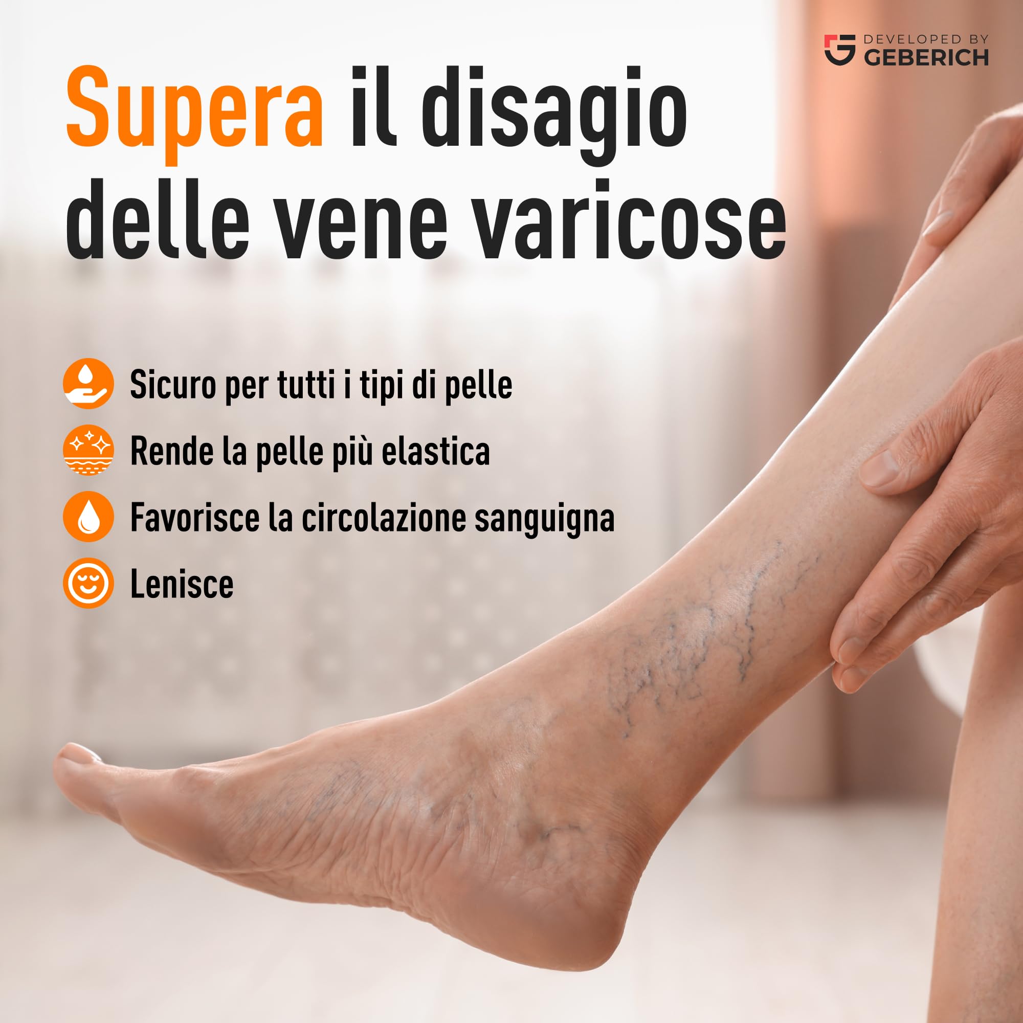 Crema Anti-Varicose VARITONE | Gambe Stanche e Pesanti | con Mentolo, Centella Asiatica, Olio di semi d’uva e 12 Attivi Botanici | 100 ml | 100% Naturale Senza Parabeni