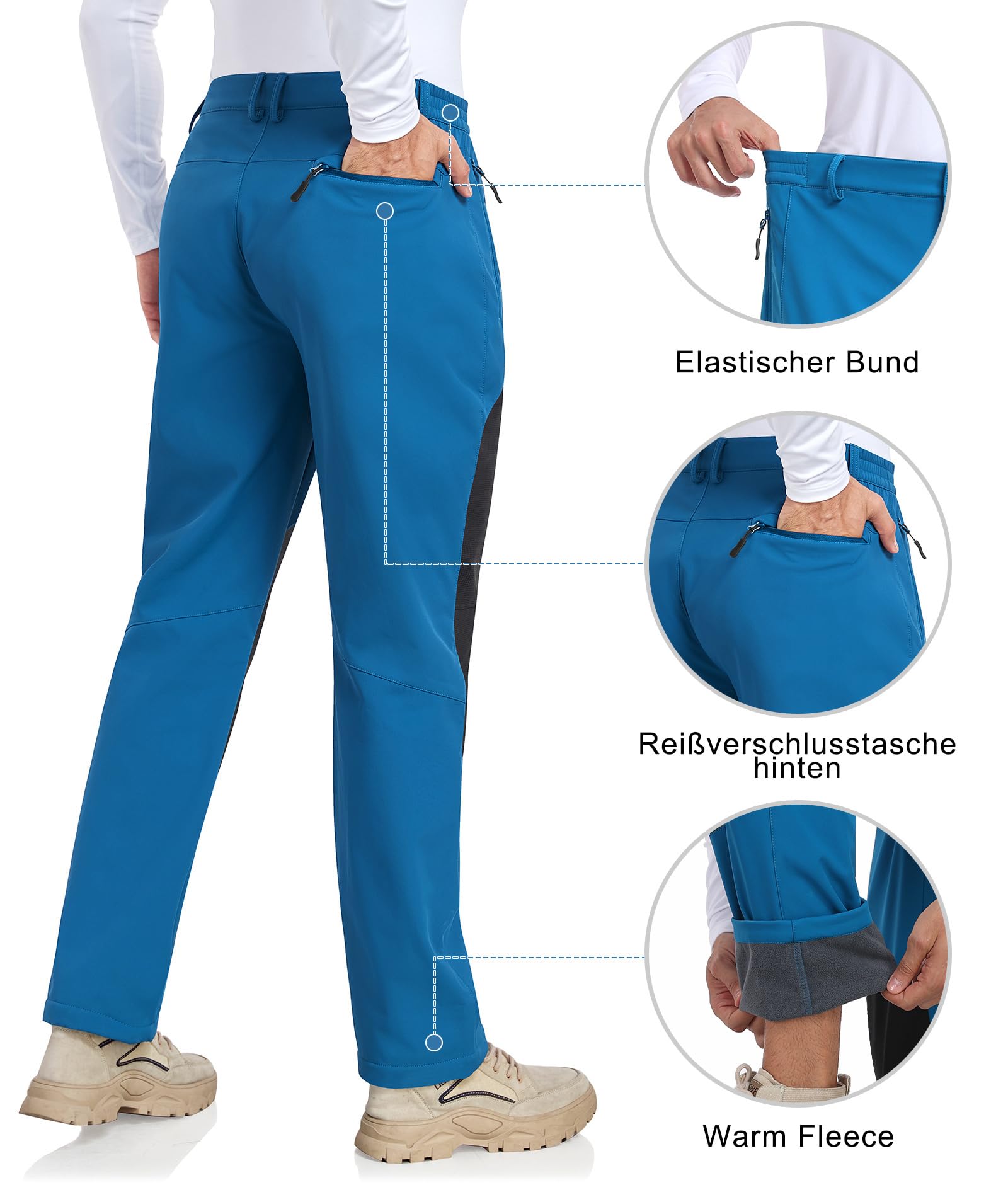 Djtnzdm Pantaloni da Lavoro Uomo Invernali Pantaloni Trekking Antipioggia Impermeabili Termici Pantaloni Neve Sci Snowboard Caldo Antivento Tasca con Cerniera (Loose Fit)