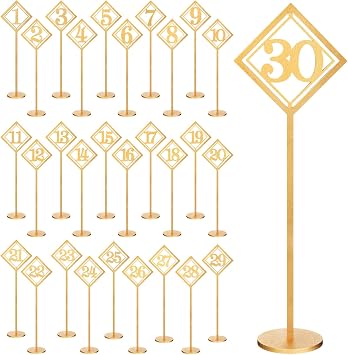Lineshading 30 Pcs Wood Table Numbers 1-30 Gold Wedding Reception Party