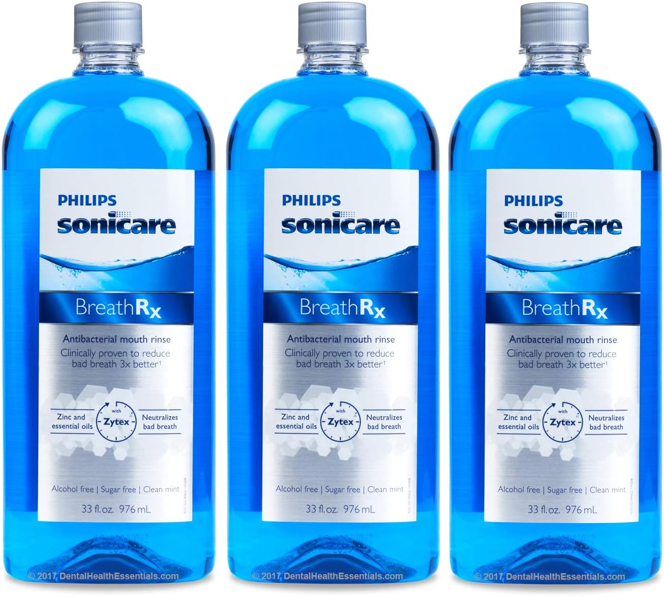 Phillips sonicare BreathRx Anti-Bacterial Mouth Rinse, 3 Bottle Economy Pack (Each Bottle is 33 oz)