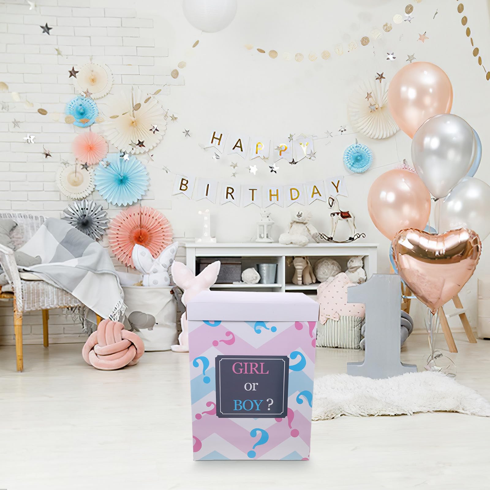 SUPVOX de revelación de género para Baby Shower – Kit de decoración con 6 globos (azul y rosa) – Sorpresa para anuncios de sexo bebé – 40 x 30 x 30 cm