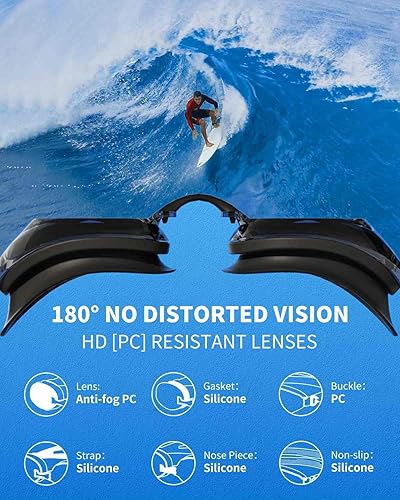 Miniatura 7 de Gafas de natación 6 en 1 para hombres y mujeres, gafas de natación antivaho y UV, sin fugas, ajuste cómodo, gafas HD para adultos