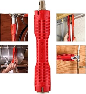 Faucet and Sink Installer, 8-in-1 Multi-Purpose Faucet Wrench Tool Wrench Plumbing Tool for Toilet Bowl/Sink/Bathroom/Kitchen Plumbing Repair Installation Hand Tools (Red)