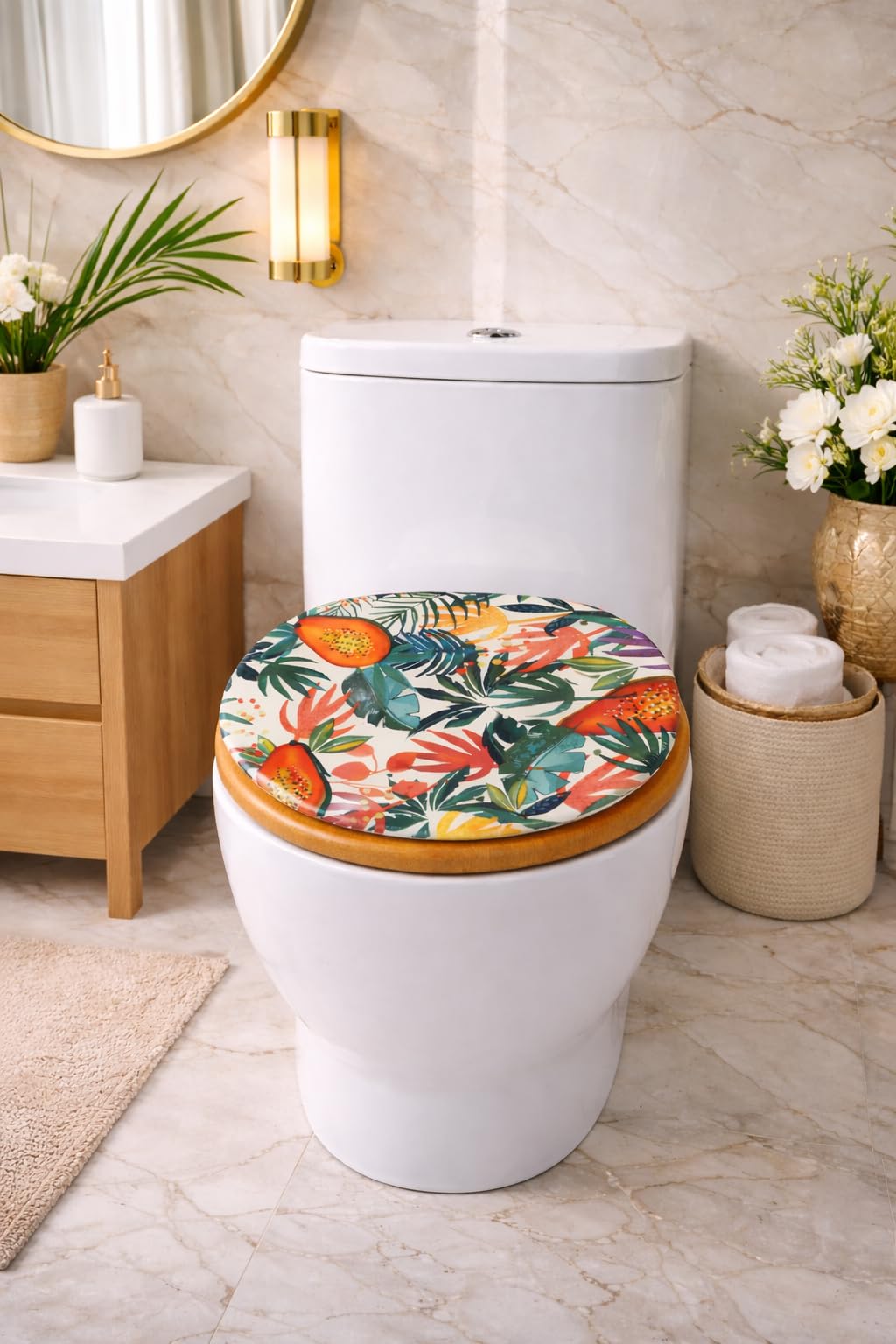 Spot On Dealz 18'' Wooden Toilet Seat Paradise Jungle Design