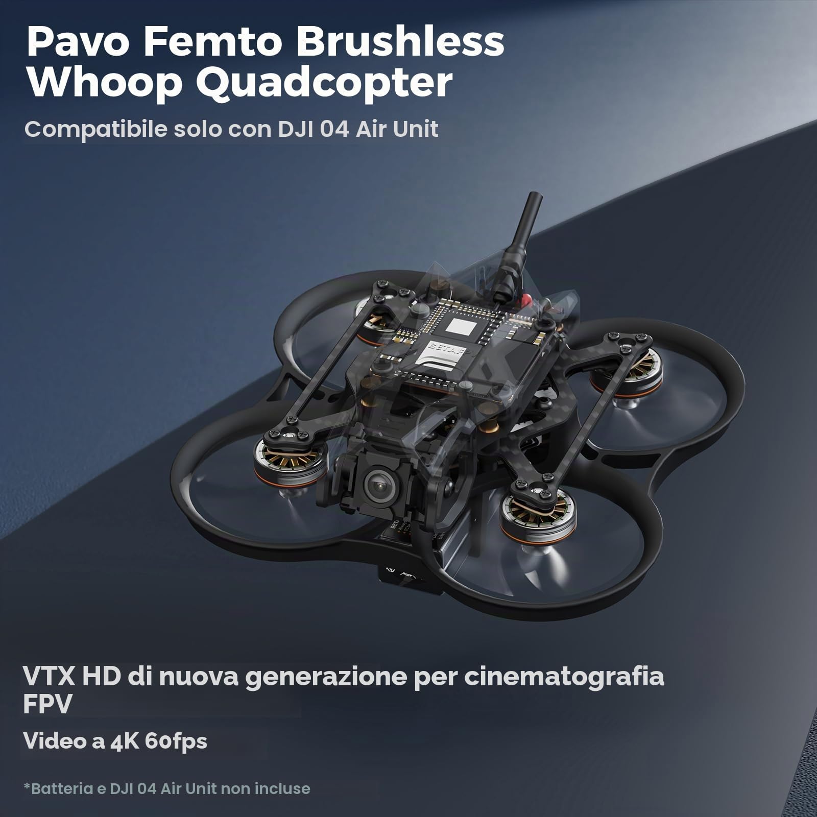 BETAFPV Pavo Femto Brushless 2S Pocket Drone with HD VTX Bracket for O4 | Compatible with F4 2-3S 20A FC, LAVA 1102|14000KV Motor, for Flying Smooth Aerial Photography Freestyle Flight