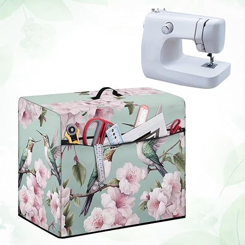 Miniatura 234 de Mumeson Cubierta antipolvo para máquina de coser de gatos negros con flores, para la mayoría de máquinas de coser estándar, plegable, duradera