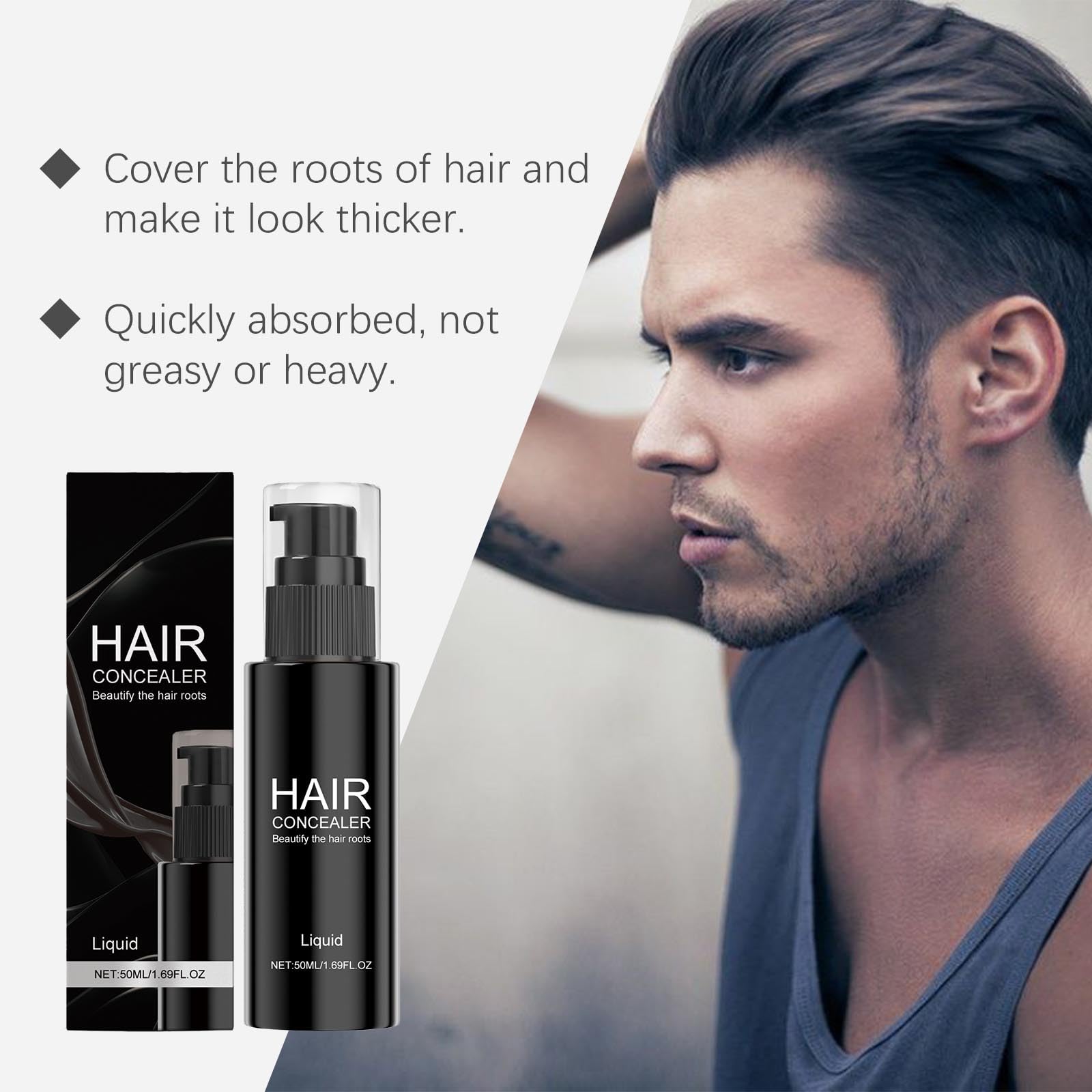 Crema cubrir cabello lápiz corrector raíces natural voluminoso hombres