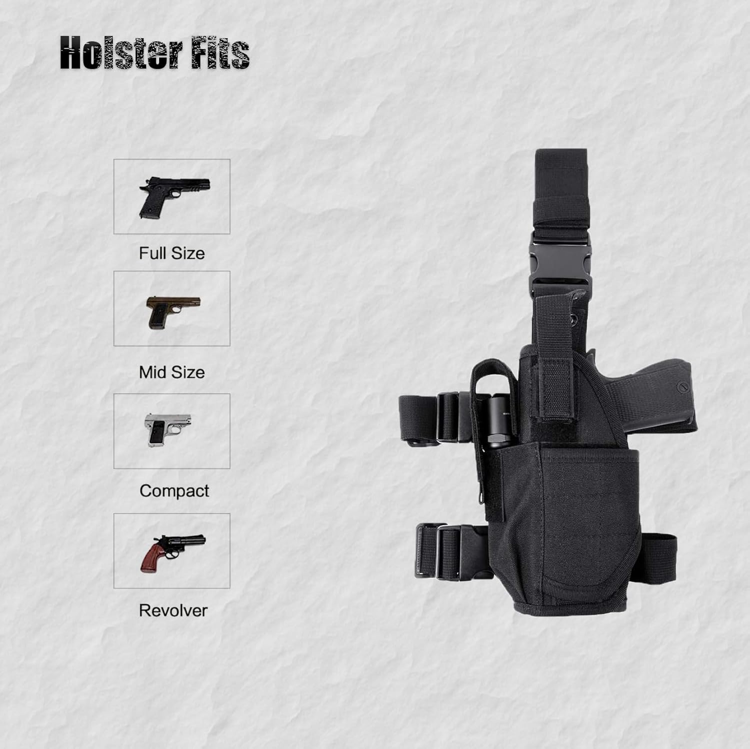 Drop Leg Holster - Left Hand & Right Hand Adjustable Universal Waterproof Pistol/Gun Drop Puttee Leg Thigh Holster Pouch Holder (Left + Right)