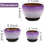 SOUJOY Ensemble de 3 Pots de fleurs en céramique, pot de jardinage avec trous de drainage et de soucoupe, 7/5/4 pouce Planter de cactus pour l'intérieur extérieur