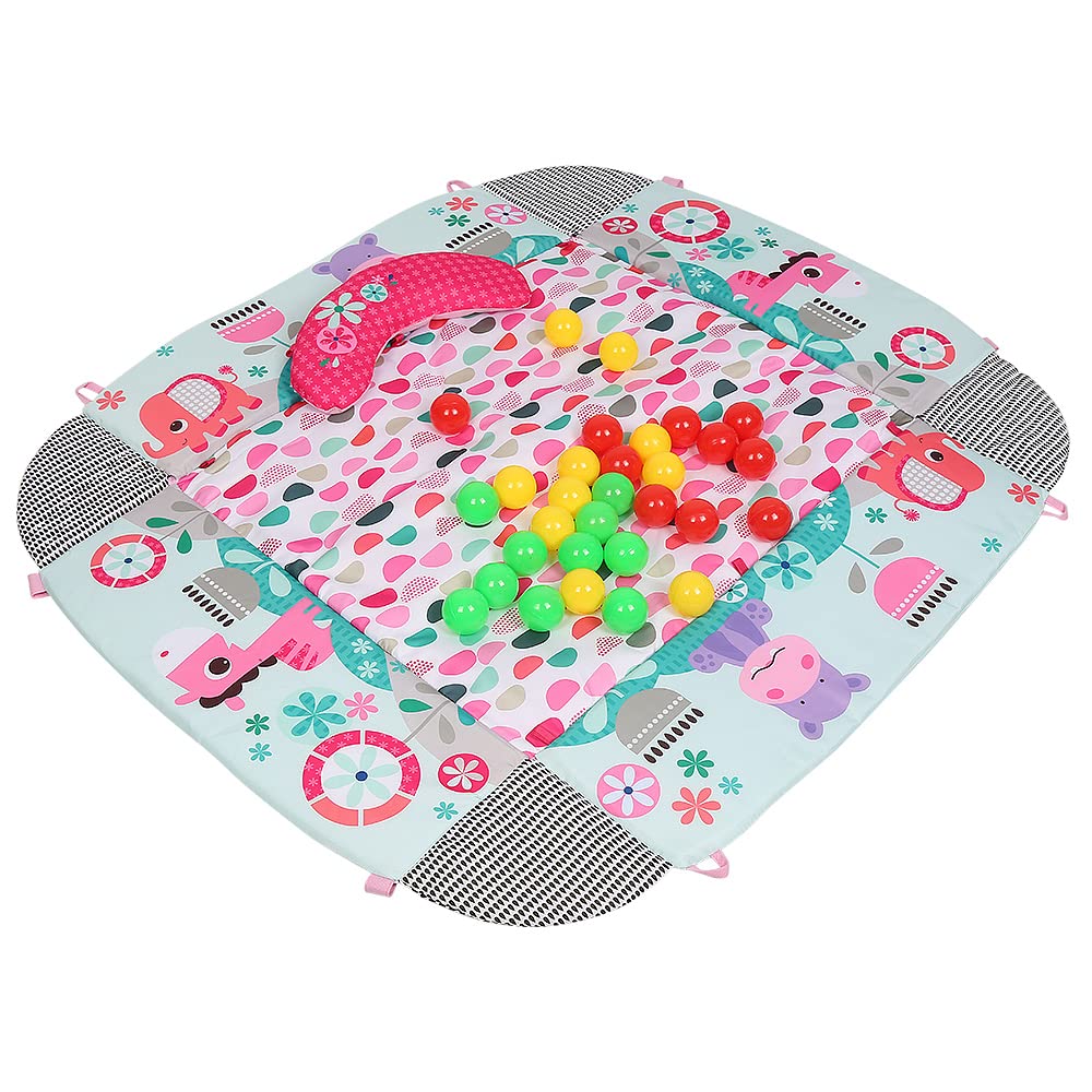 Tapis d'Éveil Bébé, Tapis de Jeu pour Bébé Avec Arches Amovibles 6 Jouets Multifonctionnels, Tapis de Jeux Bébé Polyvalent, Tapis d'éveil et de jeux-5 en 1-Rose