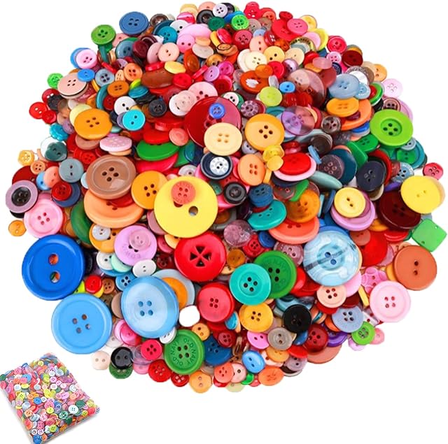 1500pcs Resin Buttons Mixed Color Round Resin Buttons Colorful Buttons for DIY 2 and 4 Holes Plastic Craft Buttons for Sewing DIY Crafts Handmade Ornament Children's Creative