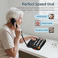Vista 2 de Extra-Loud (110dB) Landline Phone for Seniors & Hearing Impaired - Hearing Aid Compatible, Large Button Corded Phone with 3 Photo Speed Dial
