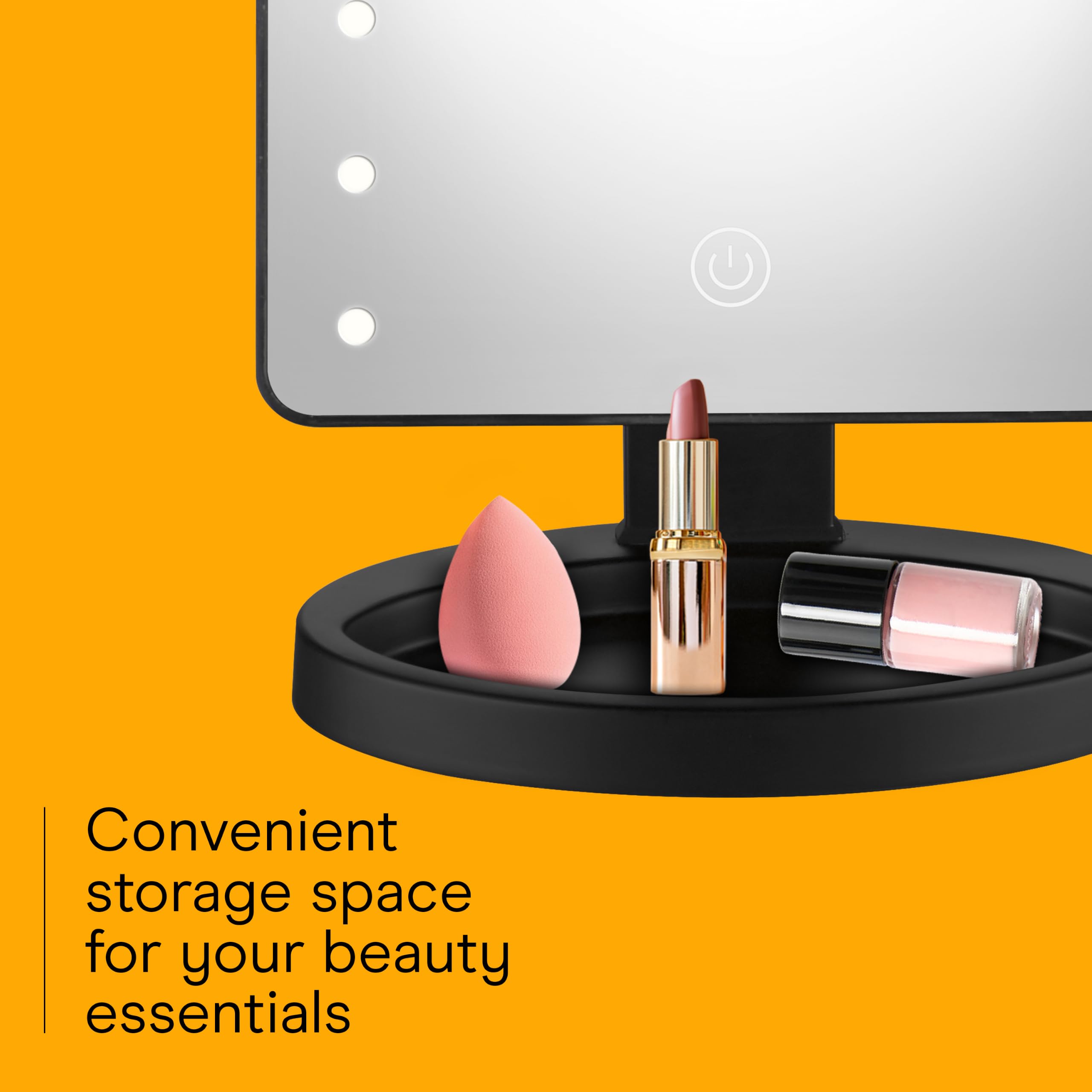 Conair Lighted LED Makeup Mirror with Storage Base, Black