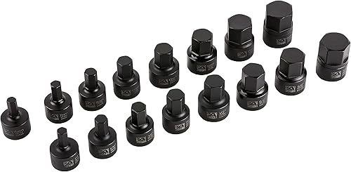 Miniatura 6 de ARES 23021-Juego de 16 piezas Stubby Impact SAE y métricas hexagonales  Construcción de acero cromado Moly y revestimiento de fosfato de manganeso